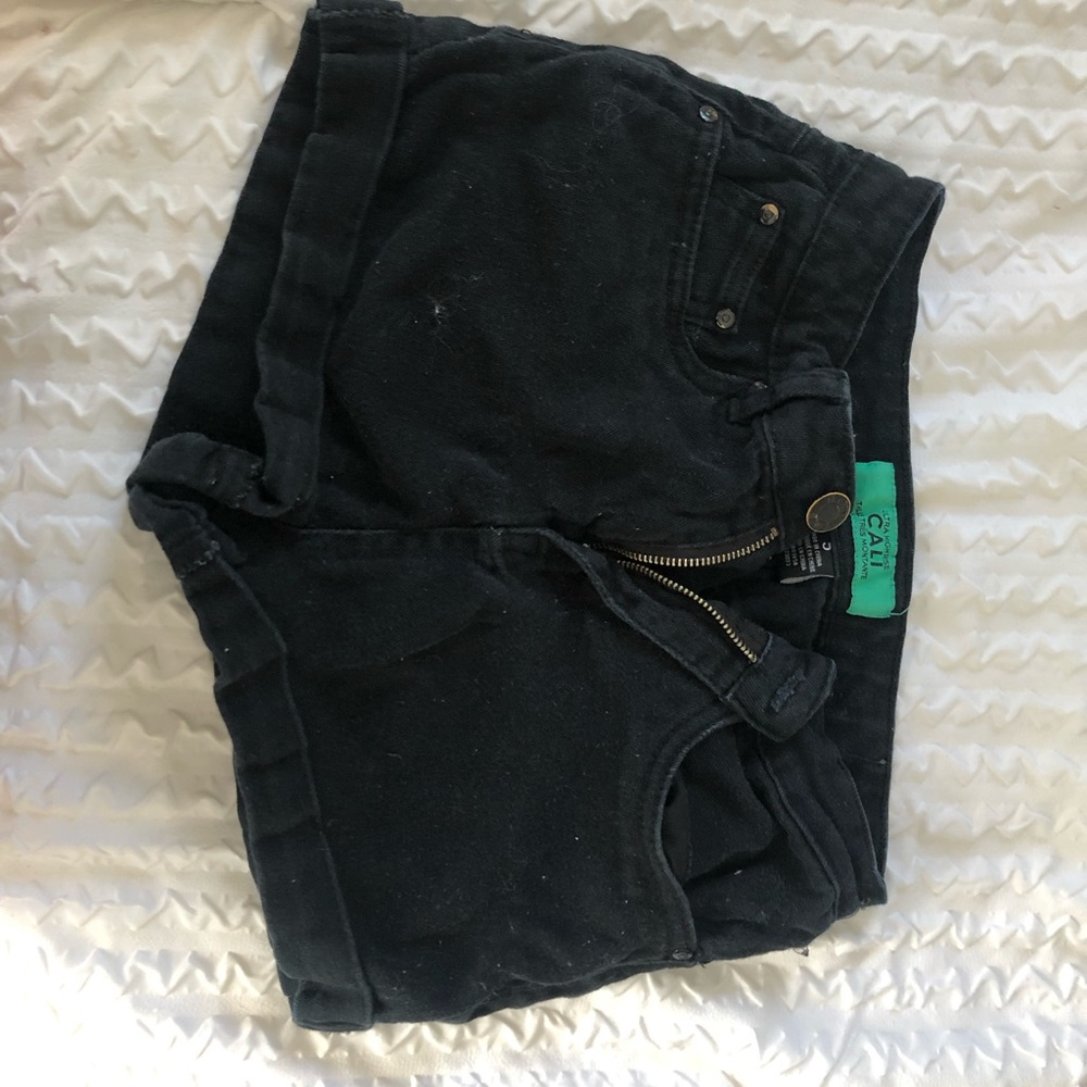 Back denim high rise shorts